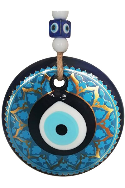 mersealtd Desenli Cam Nazar Boncuğu Duvar Kapı Süsü