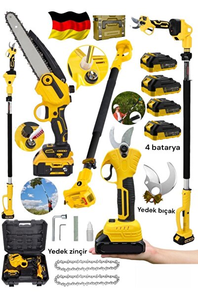 DYNAMİC MAX 4 AKÜLÜ ŞARJLI DAL BUDAMA TELESKOPİK BAĞ MAKASI OTOMATİK YAĞLAMAL...