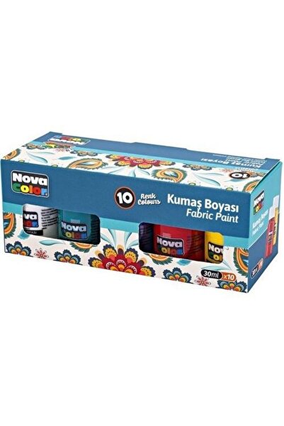 Nova Color Fabric Painting Colours Kumaş Boyası tüp 30 ml 10 Adet Renk Set Kıyafet Elbise Çanta Ayakkabı Boyası