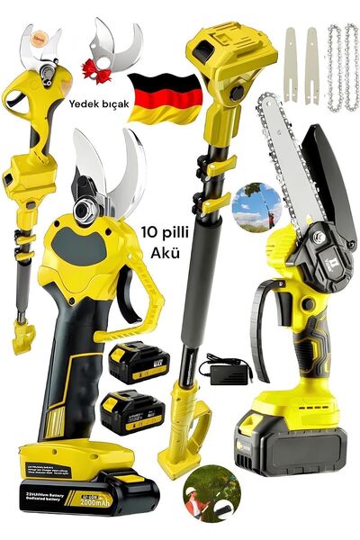 DYNAMİC MAX ALMAN 2 Akülü 987vf Şarjlı Ağaç Dal Kesme Budama Testere Makası T...