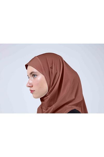 Ecardin Sports Pro Hijab - Premium model, ultra comfortable, practical porous, Women's Hijab Ready Hijab - Brown