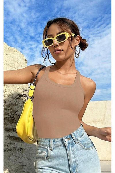 Actiwear Γυναικείο πλεκτό μπλουζάκι Stretchy Corded Halter Neck