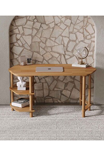 woodizy Doğal Masif Ahşap Zambak Çalışma Masası