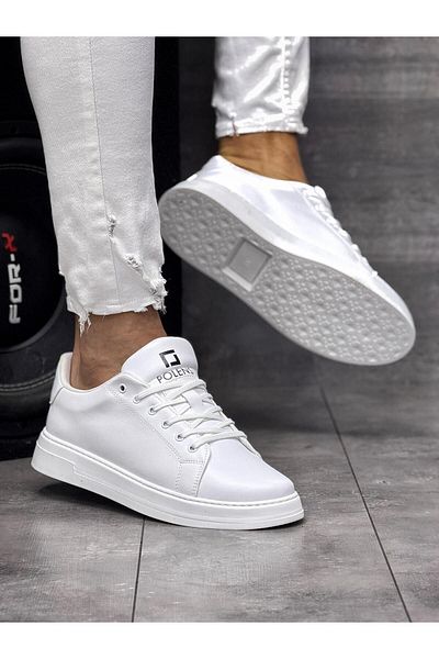 POLENS White Flexible Orthopedic Sole 100% Leather Men's Sports Shoes
