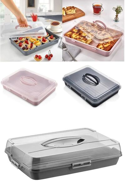 Hilamingo Home Rectangular Locking Cake Pastry Pyrex Carrying and Storage Container 35cm