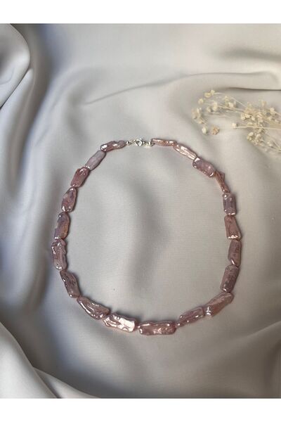 DURAN TAKI TASARIM Hakiki Pembe İnci Gümüş Kolye