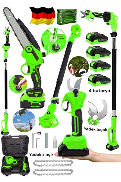 DYNAMİC MAX 4 AKÜLÜ ŞARJLI DAL BUDAMA TELESKOPİK BAĞ MAKASI OTOMATİK YAĞLAMAL...