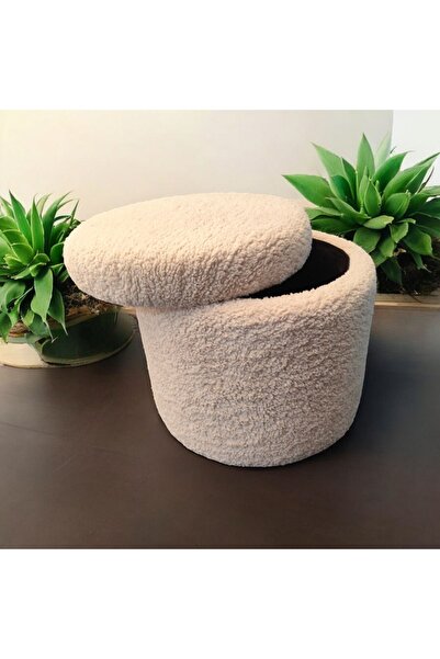 pufftable YUVARLAK SANDIKLI POFİDİK TEDDY KUMAŞ VEYA ÇİZGİLİ YUMUŞAK KADİFE B...