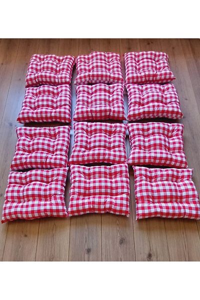 Marin Tasarım Evi Red Picnic and Cushion Set - 12 Pieces, 40x40 Cushions