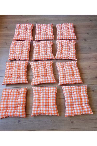 Marin Tasarım Evi 12 Pieces Orange Picnic and Cushion Set - 40x40 Cushion