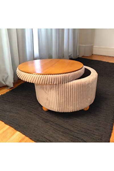 pufftable yakamoz orta sehpa puf sandık bir arada ceviz ayak