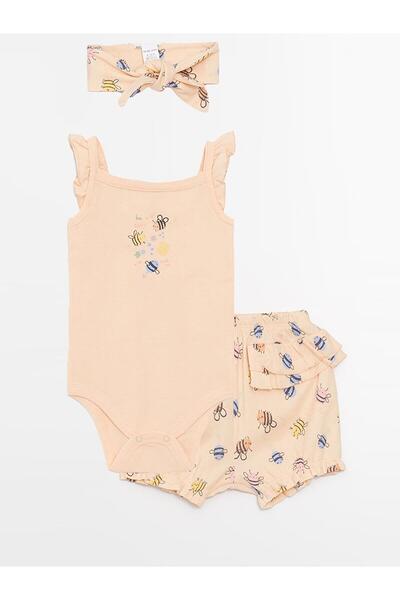LC Waikiki Lcw Baby - Patterned Square Collar Set of 3 for Baby Girl