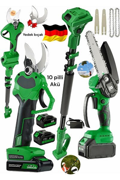 SCHUTZENGER ALMAN 2 Akülü 987vf Şarjlı Ağaç Dal Kesme Budama Testere Makası T...