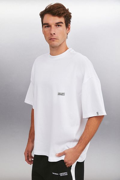 GRIMELANGE Ανδρικό λευκό κανονικό T-shirt ALVARO - 100% βαμβάκι