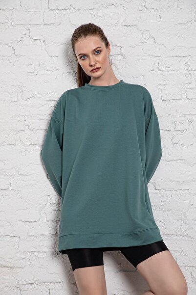 MyBen Унісекс довгий рукав, двонитковий, листяно-зелений, оверсайз-светр Irf060