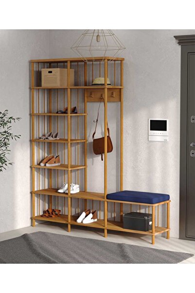 woodizy Doğal Masif Ahşap Frezya Vestiyer