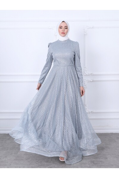 Modamorfo Tylové večerní šaty s třpytivým detailem a páskem