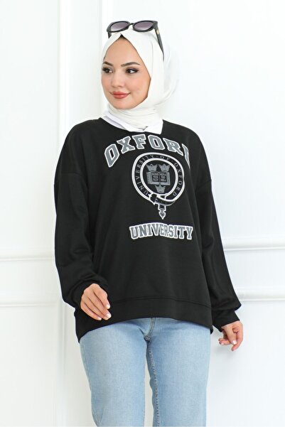 Bestenur Black Oxford Printed Tunic - Shirt Collar 1100