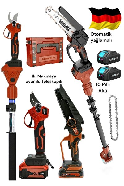 OG GERMANY STEEL 989VH Otomatik Yağlama Ağaç budama Şarjlı Testere ve Dal Bud...