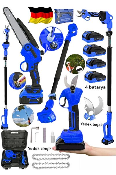SCHUTZENGER 4 AKÜLÜ ŞARJLI DAL BUDAMA TELESKOPİK BAĞ MAKASI OTOMATİK YAĞLAMAL...