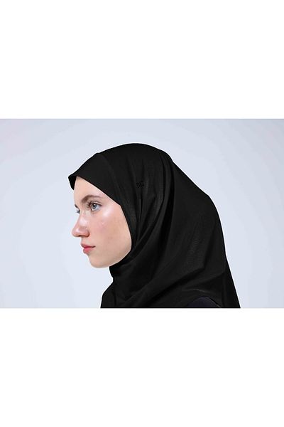 Ecardin Sports Pro Hijab - Premium Black Ultra Comfortable Practical Porous Women's Hijab with Hijab Collar