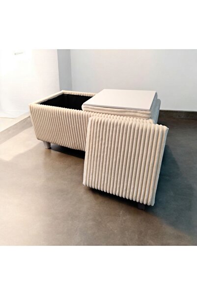 pufftable Ottoman sedir sandıklı sehpalı, orta sehpa, beyaz ayak