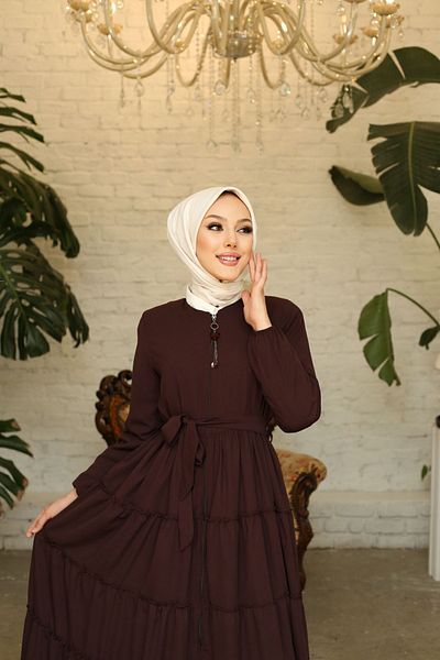 gülmedine Mevlana 4 Seasons Abaya с 5 слоя плисирана пола и набрани ръкави