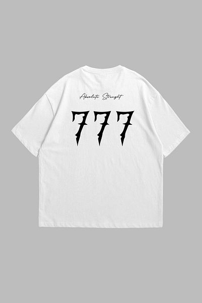 Sekizbiraltı 777 Πίσω εμπριμέ Oversize Unisex Λευκό Tshirt