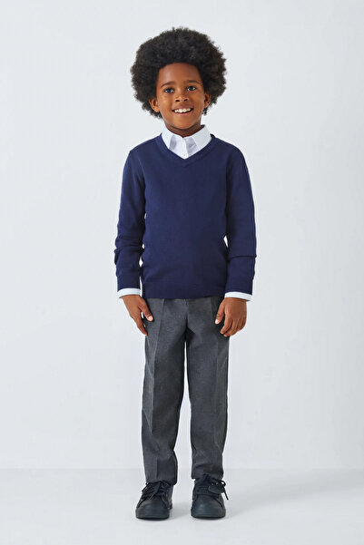 OKULCUBABA Men's Gray High Waist Woven School Pants - Children's Regular Fit