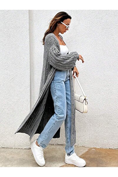 Puella Ζακέτα μακριά γκρι λαμαρίνα