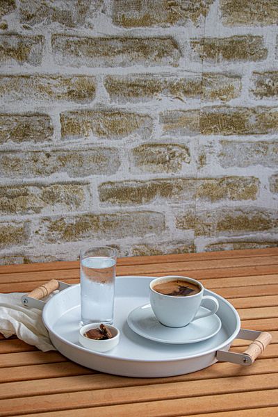 kitchen trend 3-Piece 45Green, 37Red, 30White Wooden Handle Metal Tray Tea Tray Presentation Tray Set
