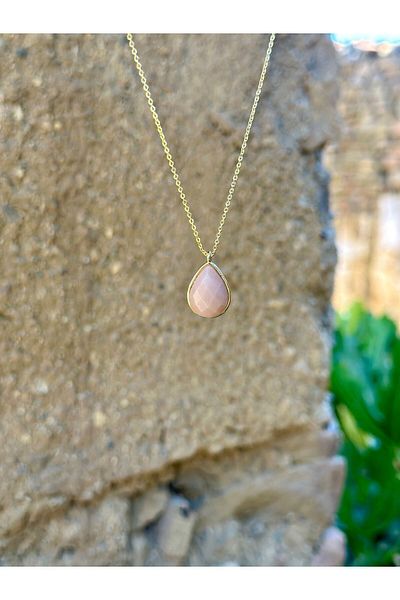 Gökçeada Orange Natural Stone - Faceted Waterproof Anti-Tarnish Necklace