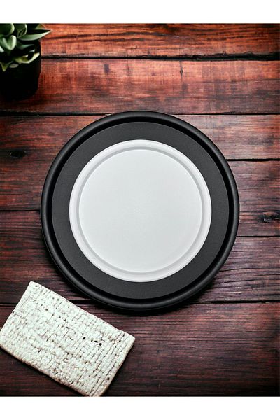kitchen trend 2 Piece 51 Black 37 Cm White Metal Round Serving Tray Decorative Presentation Tray