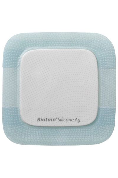 Coloplast (5 Pieces) 39639 Biatain Silicone Ag 15x15cm Silver Adhesive Silicone Sparkling Wound Cover