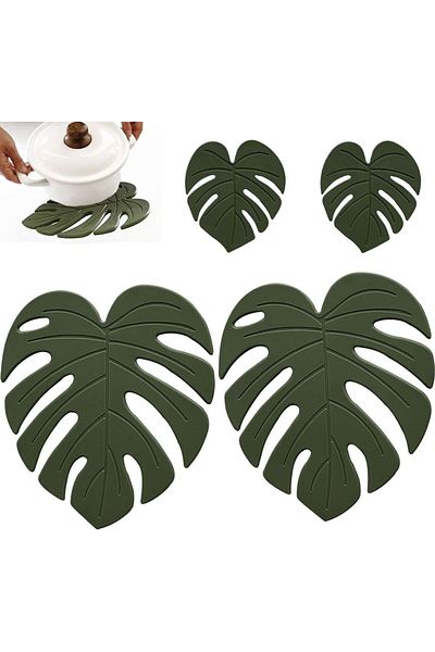 Yenigeldi 2 Pieces Leaf Silicone Trivet Serving - Heat ResIstant Non-slip Pot Mat Trivet