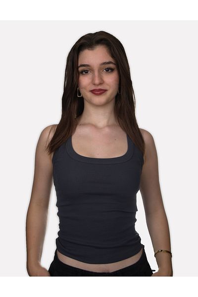 Darkia Γυναικεία Crop μπλούζα Anthracite Camisole με φαρδύ ριμπ