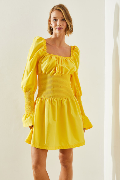 Bianco Lucci Women's Mini Dress - Square Collar, Waist and Sleeve, 21448 60251612