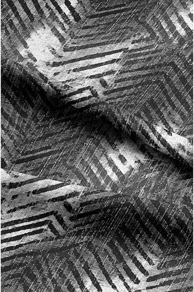 CANİLA Black Slit Proof Background Curtain - Abstract Pattern and Digital Printed 1St Quality Decorative Curtain