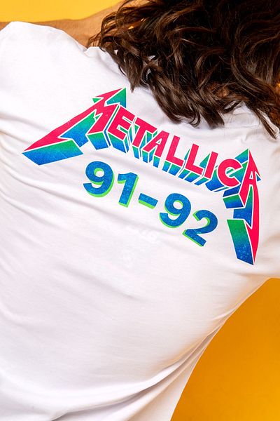 Sekizbiraltı Metallica Skull Patterned - Tricou oversize alb unisex model 24/1