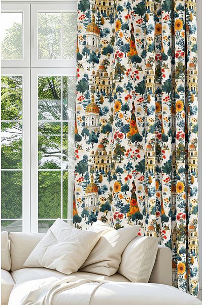 CANİLA Digital Printed Background Curtain Single Wing 140 X 270 cm Edge Fold Stitched
