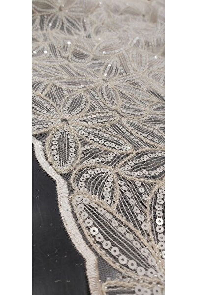 River Fabrics Sequin-Stone Evening Dress Fabric Beige