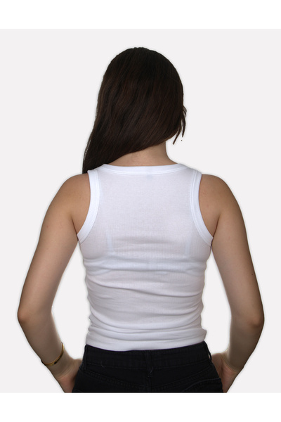 Darkia Bluză crop cu șnur alb - bretele late, țesătură camisole
