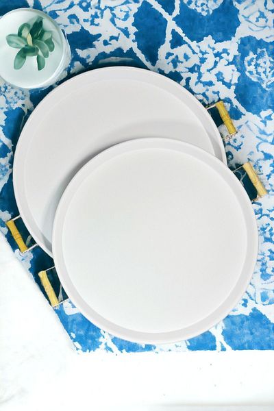 hemlife 2 Wooden Handles, 51 cm Metal Tray and 45 cm White Tray Tea Coffee Presentation Tray