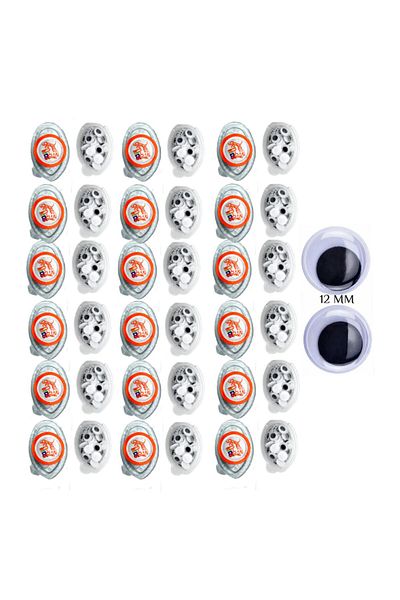 Gen-Of Movable Eye 12 Mm Black and White - 36 Box Gen- 721236
