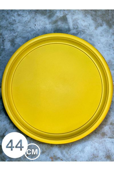 kitchen trend Single 44 Cm Yellow Metal Round Tea, Coffee, Cake, Serving Tray Decorative Presentation