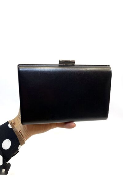 Busrabags حقيبة سهرة نسائية سوداء غير لامعة