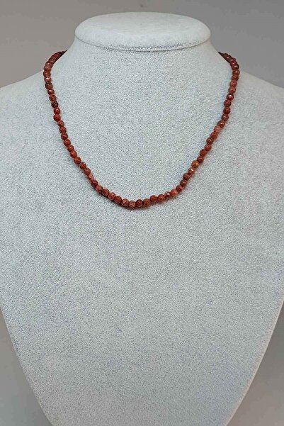 Yasamtohumu Jasper Taşı Faset Kesim 4mm Kolye (KLİPSLİ) (9853)
