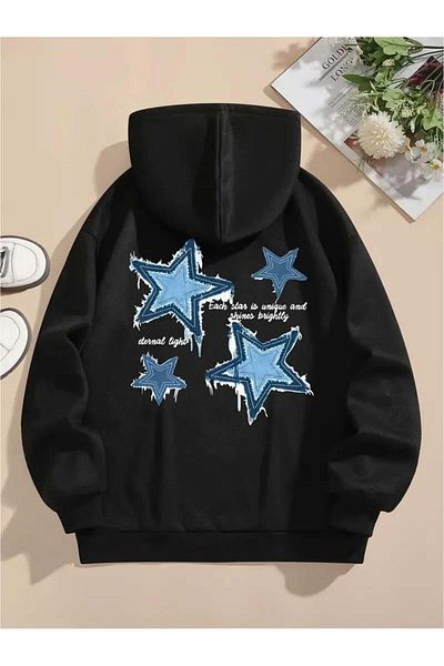 Touz Moda Φούτερ Denin Star με μαύρη κουκούλα