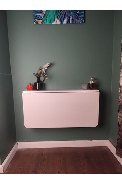 CNG Katlanabilir Duvara Monte Masa Mdf, Lake Boya Açılır Kapanır Raf Ahşap Yemek Masası Çalışma Masası