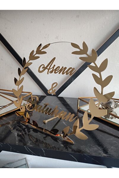 Virgo Model Plexiglass Gold Desktop Name Plate Promise Wedding Engagement